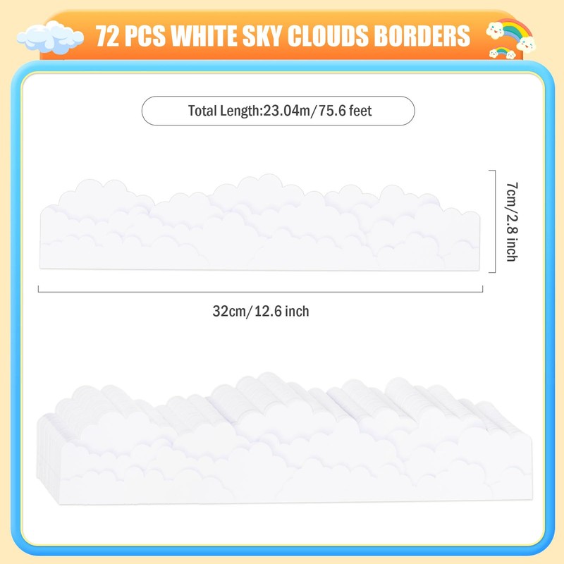 AWIZOM 75.6 Feet Sky Cloud Bulletin Board Borders White Clouds