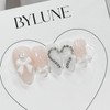 Heart Chain Handmade Nail Tips - Short Square / 하트체인