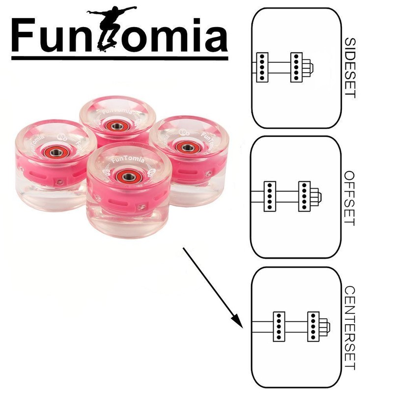 FunTomia Set of 4 (LED) Longboard/Skateboard Wheels (Big Wheels) in