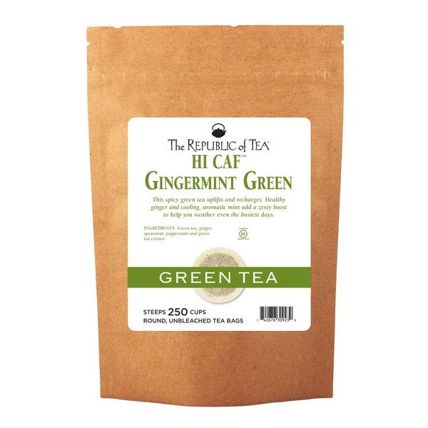 The Republic Of Tea HiCAF Gingermint Green Tea, 250 Tea Bags, Zesty Highly-Caffeinated Fine Green Tea