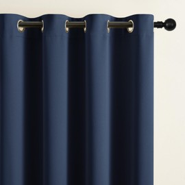 CUCRAF Navy Blue Blackout Curtains 90 inch Length 2 Panels Set, Room Darkening Curtains & Drapes for Living Room Bedroom, Thermal Insulated Light Blocking Grommet Window Curtain (W52 x L90 Inch)