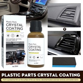 Crystal Coating for Car Plastic Parts,Plastic Restorer Refurbish Agent with Sponge,New Crystal Coating for Cars,Scratch Remover for Interior & Exterior,Easy to Use Car Refresher (3PCS)