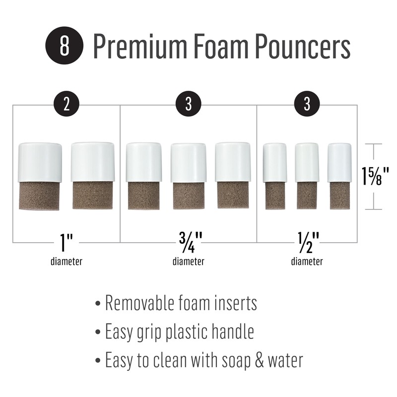 FolkArt 8 Pc Foam Pouncer Set Perfect for Stenciling, Pouncing,
