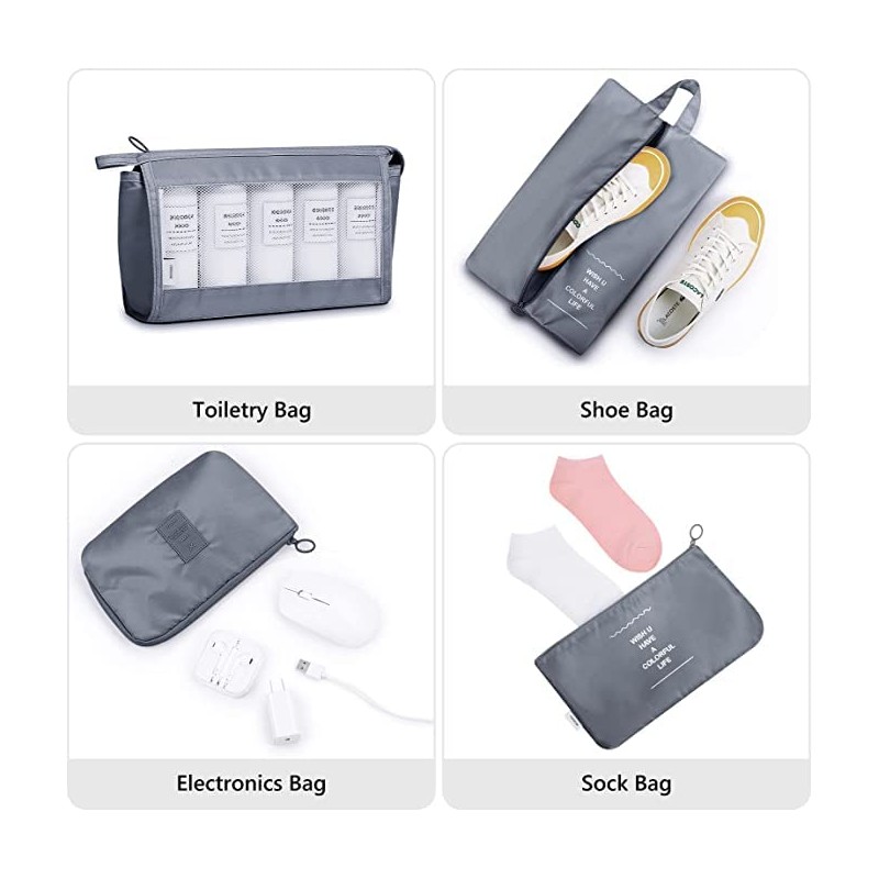 Packing Cubes, 9 Set Packing Cubes with Shoe Bag &