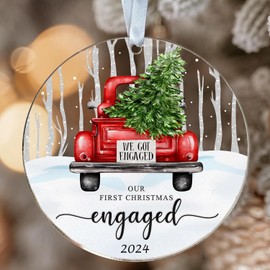 2024 Our First Christmas Engaged Ornament, Reindeer Couple Gifts for Newlywed, Wedding Gifts Idea, Bridal Shower Gifts, Engaged Ornament 2024, Married Couple Gift, 1st Christmas Married Ornament 2024