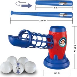 PAGBR Kids' Automatic Baseball Set – Bat + 5 Balls Launcher | Backyard Sports Toy | Easter Birthday Gift for Ages 4+