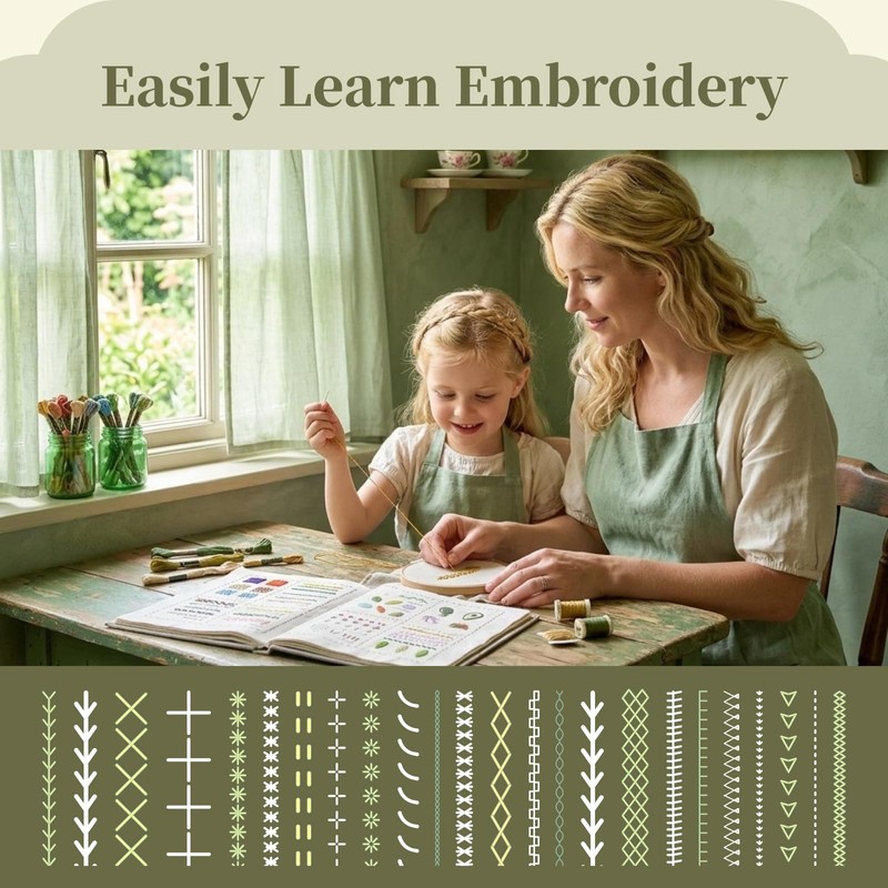 Stitch Book Kit, Embroidery Stitch Book for Beginners, DIY Portable