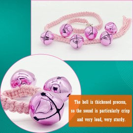 DORUI Dog Hanging Doorbells| 6 Extra Loud Dog Potty Training Bells| Adjustable Durable Braided Rope Door Bell for Dogs to Ring to Go Outside(Pink, Large)