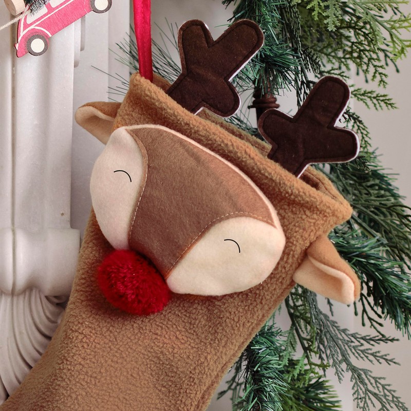 Ginger Ray Reindeer Christmas Stocking Hanging Fireplace Decoration