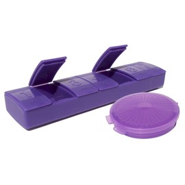 Tupperware 7 Day Pill Keeper Divided Organizer Round Clamshell Purple Set