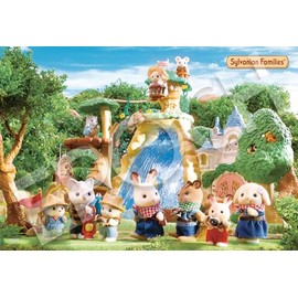 Epoch Inc. 300 Piece Jigsaw Puzzle Sylvanian Family, Big Waterfall in the Secret Forest (10.2 x 15.0 inches (26 x 38 cm), 28-111s with Glue and Spatula, Tickets Included EPOCH