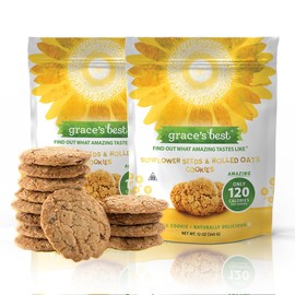 Grace’s Best Cookies - Sweet and Crunchy Small Snack Made With Natural, Quality Ingredients - Sunflower Seeds and Rolled Oats – Pack of 2 (12oz)
