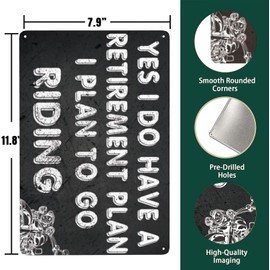 Jenifu Funny Motorcycle Sign Yes I Do Have A Retirement Plan I Plan To Go Riding Retro Vintage Metal Tin Sign For Man Cave Garage Bar Pub Cafe Wall Art Decor 8x12 Inch