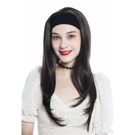 WIG ME UP - H9306-6 Wig Hairpiece Half Wig with Headband Brown Earth Brown Long Straight Hair Extension 65 cm