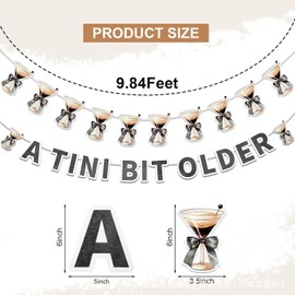 UgyDuky Espresso Martini Themed Birthday Decorations, A Tini Bit Older Banner for Weenies and Tinies, Brown Espresso Martini Glasses Banners Decorations for Martini Theme Bachelorette Party Supplies