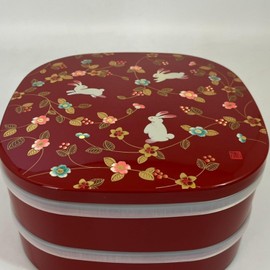 Mitani M15403 Yamanaka Lacquerware, Yamanaka Lacquerware, Heavy Box, Flower Alley, 7.0 Hors D'oeuvres with Tappa and Small Bowl, Vermilion