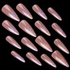 NICENEEDED 24PCS Long Stiletto Press on Nails, Laser Nude False