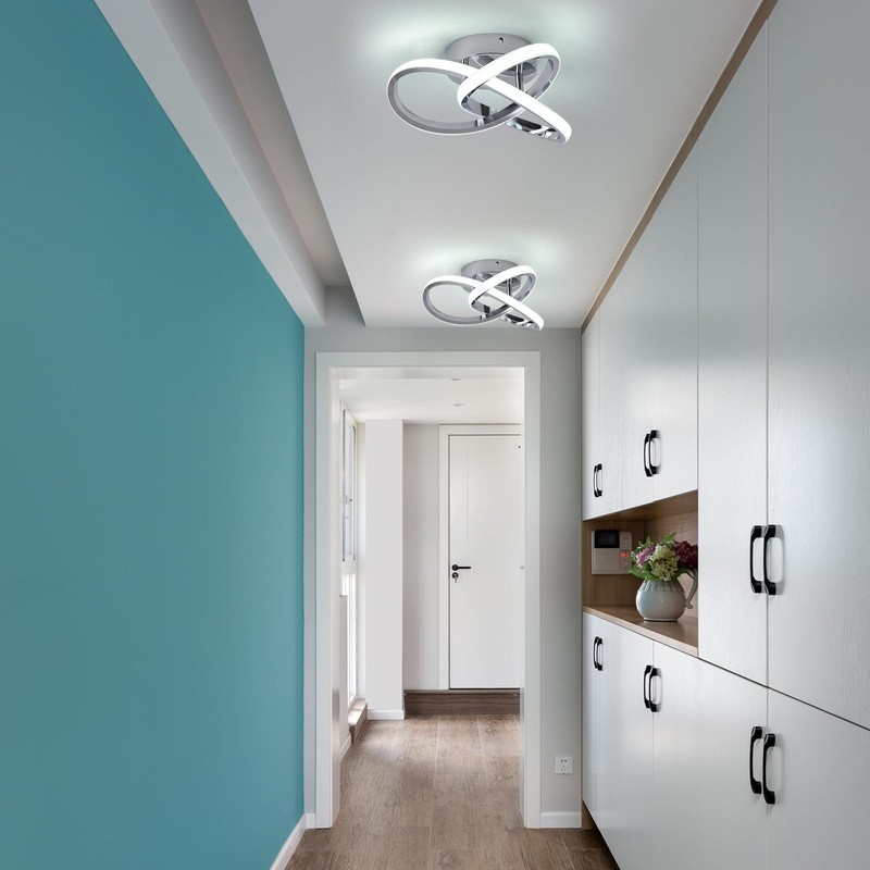 GEADI Modern LED Ceiling Light Fixtures, 20W Chrome Chandelier Lighting,