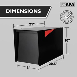 Ilyapa Large Modern Mailbox for Outside Post Mount, Black Corrosion Resistant Powder Coated Metal, Weatherproof Steel Design with Recessed Magnetic Close Door