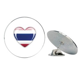 Love Thailand Glossy Heart World Flag Round Metal 0.75" Lapel Pin Hat Shirt Pin Tie Tack Pinback