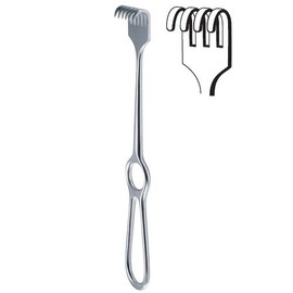 Volkmann Retractor, Blunt, 4 Prong, 10mmx18mm, 22cm/8.75"