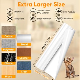 Cat Scratch Furniture Protector - 118.11"*15.75" Couch Protector from Cat Claws - Cat Scratch Deterrent for Furniture - Anti-Scratch Sofa Clear Protectors for Pet - Single Side Cat Tape for Door Wall