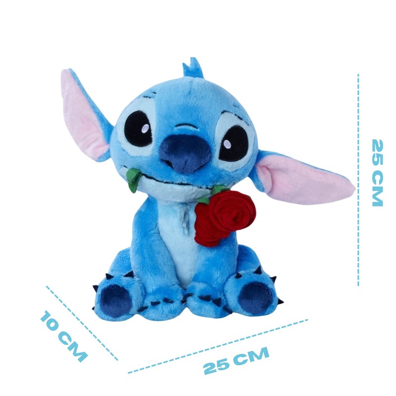 Lilo & Stitch Pluche - Met Roos - 25 cm