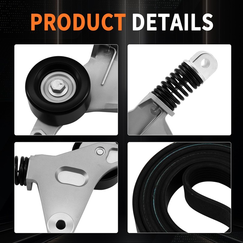 GLOCRORET Belt Tensioner & Serpentine Belt Kit for 2.4L Toyota