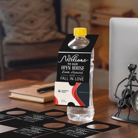 Eersida 50 Pieces Open House Water Bottle Hang Tags Open House Supplies Tags for Bottles Real Estate Agent Supplies for Real Estate Agent Favors (Black)