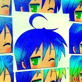 KAMUI COLORS KONATA HOLO ANIME GIRL PEEKER STICKER LUCKY STAR CAR DECAL