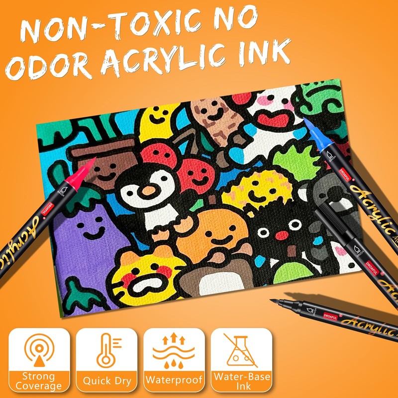 Droaful White Acrylic Paint Pens Markers, 6 Pc Dual Tips