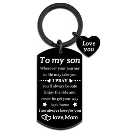 To My Son Keychain Son Gifts from Mom Birthday Gifts for Sons Adult I Love You Gift for Stepson Graduation Thanksgiving Christmas Fathers Day Gift Best Sons Keyring