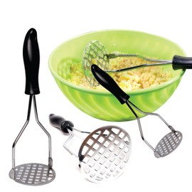 Stainless Steel Potato Masher, Mashed Potato Masher Kitchen Tool with Plastic Handle Perfect for Mashing Potatoes, Meat, Veggies, Fruits and Avocado (6)