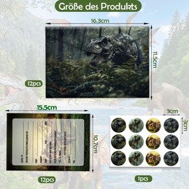 JJJZAMZ 12 x Dino Invitation Cards Children's Birthday (A6), Dinosaur Birthday Invitation, Children's Birthday Invitation Cards for Boys Dinosaur Party Invitations