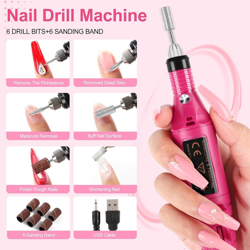 58PCS Acrylic Nail Kit for Beginners with Everything, 3 Colors