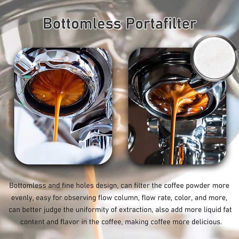58mm 3 Ears Stainless Steel Bottomless Naked Portafilter Wooden Coffee