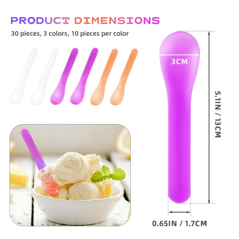 30 Pcs Color Changing Ice Cream Spoons, 5 Inch Temperature