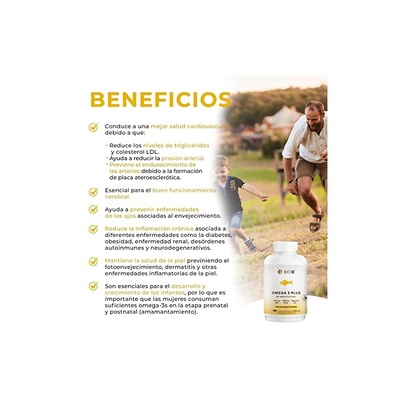 BIO B Omega 873mg EPA+567mg DHA|Sabor Hierbabuena sin eructo pescado|120Cáp