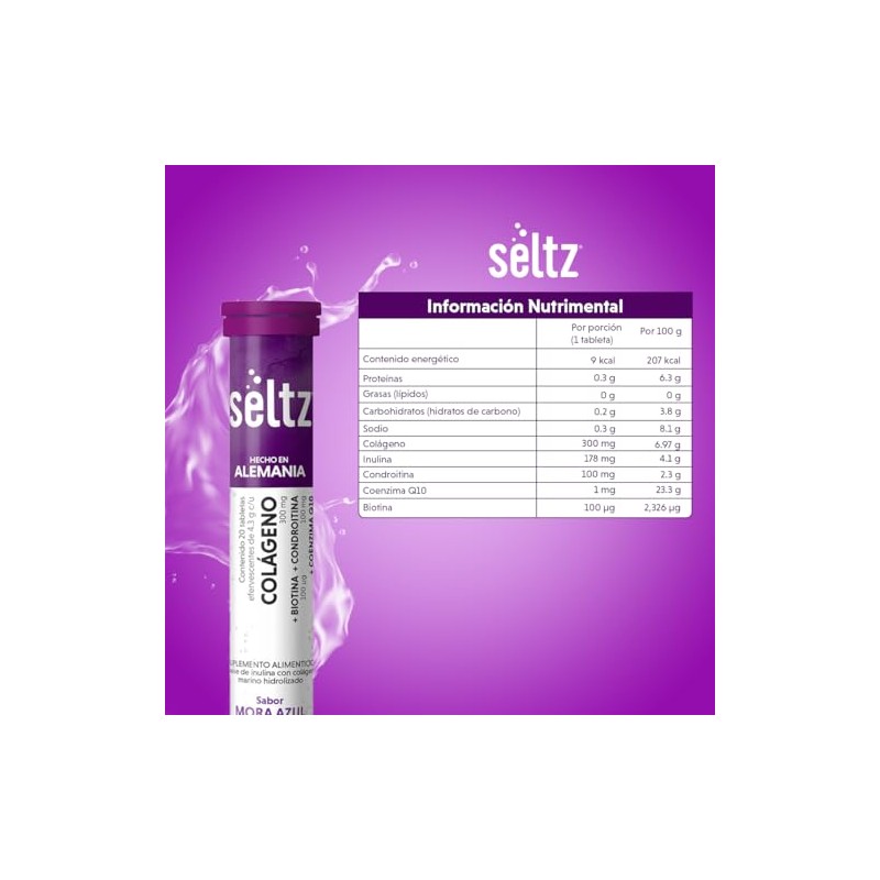 Colágeno + Coq10 + Biotina Seltz Tabletas Efervescentes