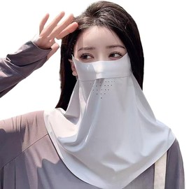 LAAVVA Long Face Cover, Women's, Men's, Protects Your Neck and Shoulders, Thin, Lightweight, Cool to Touch, Washable, Breathable, Easy to Breathe for Sports, Outdoors, Summer Mask, gray
