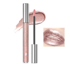 Rostblant Liquid Eyeshadow,Liquid Metallic Eyeshadows,Diamant Shiny Lip Gloss Diamant Perlglanz Lip Glaze wasserfester, bunter, diamantschimmernder Lipgloss für Frauen,blassrosa