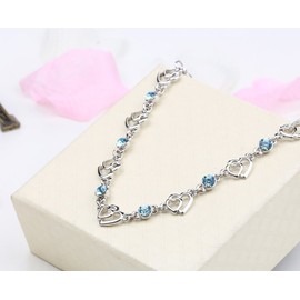 Baobei Crystal Bracelets 18K White Gold Platinum Plating Silver Amethyst Red Yellow Blue Birthstone Crystal Heart Bracelet for Women Girls with Jewellery Box (f1815), Crystal, Amethyst