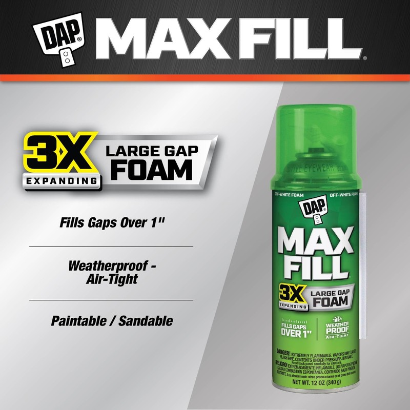 DAP Max Fill Triple Expanding Straw Foam Sealant, 12 Oz