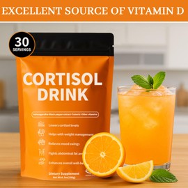 Cortisol Drink Powder | Cortisol Supplements for Women & Men | Ashwagandha, L-Theanine, Turmeric Root, Black Pepper Extract for Relax & Focus, Healthy Cortisol Levels, Mental Clarity, Vegan, 6.3oz