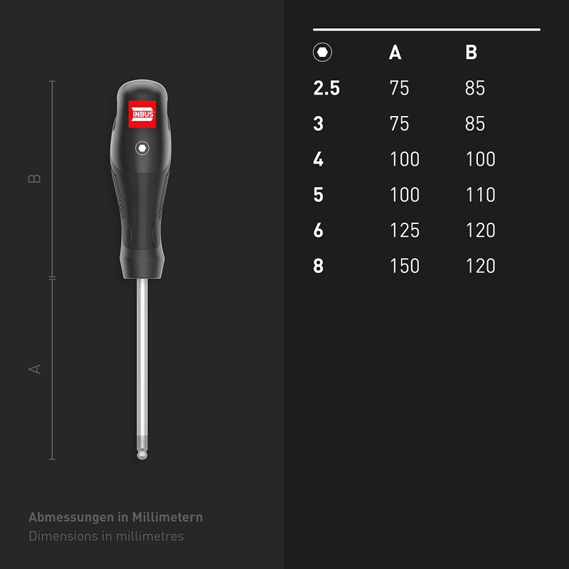 INBUS® 79863 Screwdriver Set 6-Piece 2.5-8 mm with Ball Head