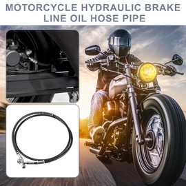 Motoforti 51.18" Length 10mm ID Motorcycle Hydraulic Brake Line Oil Hose Pipe Stainless Steel Braided Cable for ATV Motocross Sport Bikes Street Bikes Black