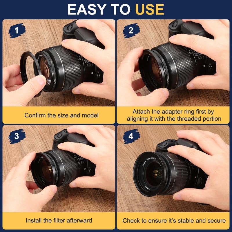PATIKIL Step-Up Ring Adapter 58mm to 77mm, Filter Step-up Rings