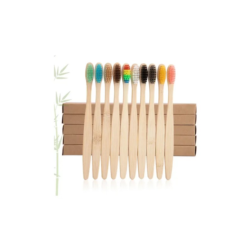 Cepillo Dental Ecologico Biodegradable Bambú Con Caja 90pzs