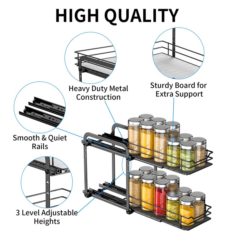 RCHYFEED Spice Organization for Cabinet, 2 Tier Pull Out Spice