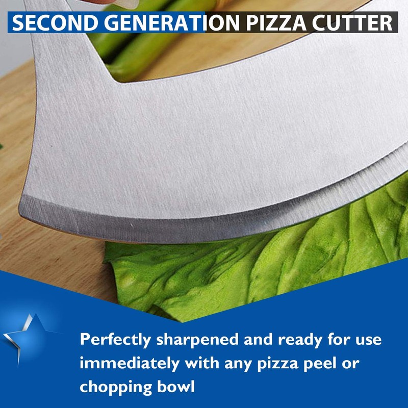 KEISSCO Pizza Cutter Stainless Steel Ulu knife Razor Sharp Rocker